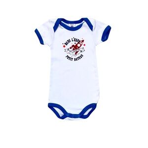 🆕 Petit Bateau Blue Rocketship Space Onesie